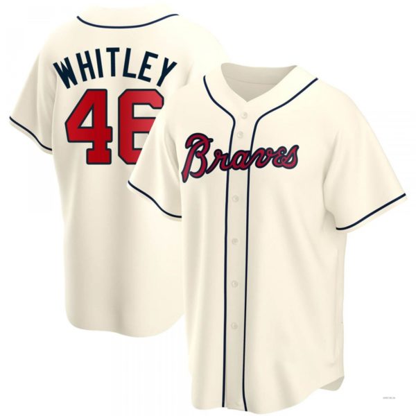Atlanta Braves #46 Chase Whitley Cream Alternate Jersey Stitches Baseball Jerseys baseball jersey product view 1
