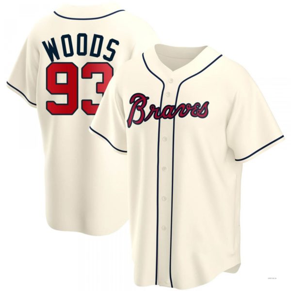 Atlanta Braves #93 William Woods Cream Alternate Jersey Stitches Baseball Jerseys baseball jersey product view 1