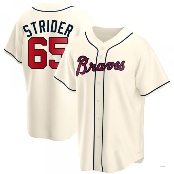 Atlanta Braves #65 Spencer Strider Cream Alternate Jersey Stitches Baseball Jerseys baseball jersey product view 1