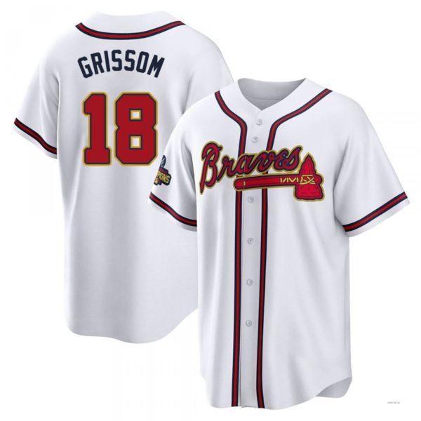 Atlanta Braves #18 Vaughn Grissom Gold White 2022 Program Jersey Stitches Baseball Jerseys baseball jersey product view 1
