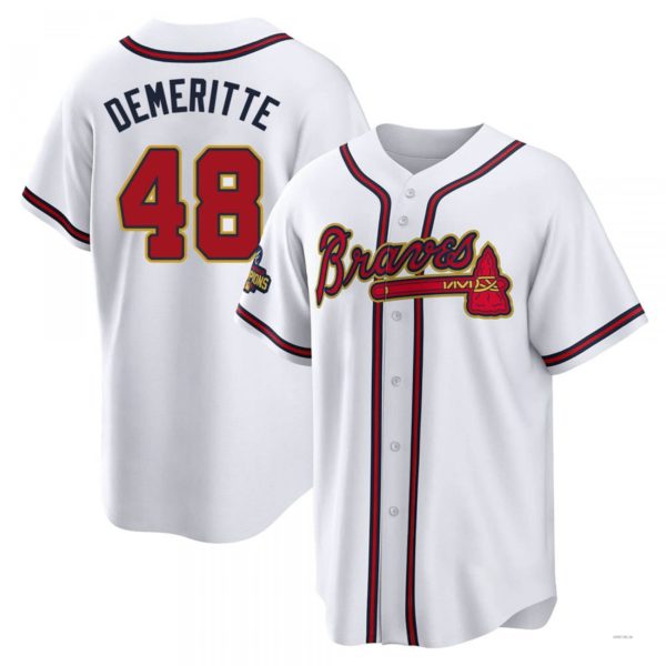 Atlanta Braves #48 Travis Demeritte Gold White 2022 Program Jersey Stitches Baseball Jerseys baseball jersey product view 1