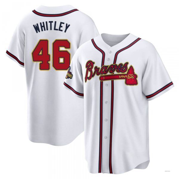 Atlanta Braves #46 Chase Whitley Gold White 2022 Program Jersey Stitches Baseball Jerseys baseball jersey product view 1