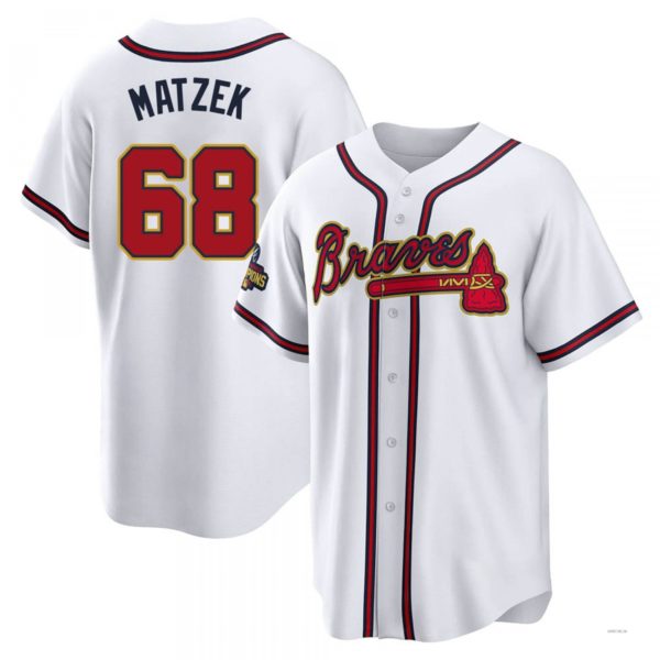 Atlanta Braves #68 Tyler Matzek Gold White 2022 Program Jersey Stitches Baseball Jerseys baseball jersey product view 1