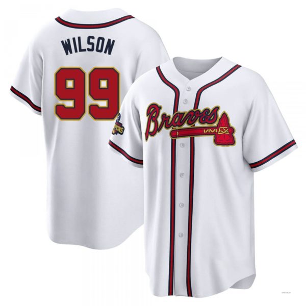 Atlanta Braves #99 Brooks Wilson Gold White 2022 Program Jersey Stitches Baseball Jerseys baseball jersey product view 1