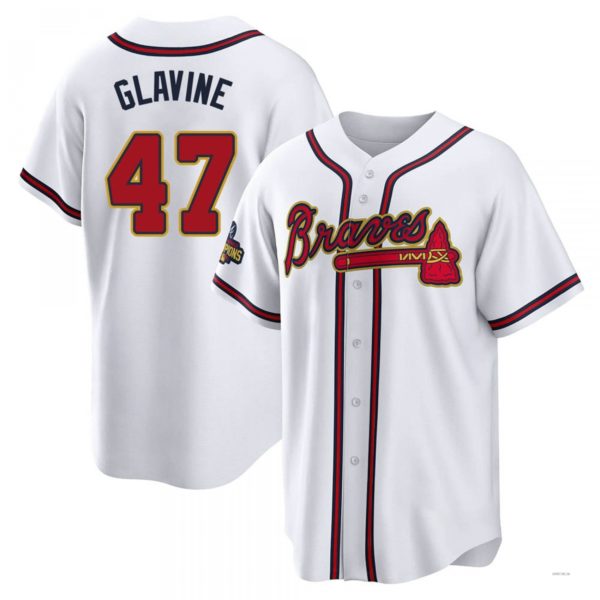 Atlanta Braves #47 Tom Glavine Gold White 2022 Program Jersey Stitches Baseball Jerseys baseball jersey product view 1