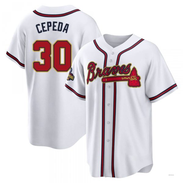 Atlanta Braves #30 Orlando Cepeda Gold White 2022 Program Jersey Stitches Baseball Jerseys baseball jersey product view 1