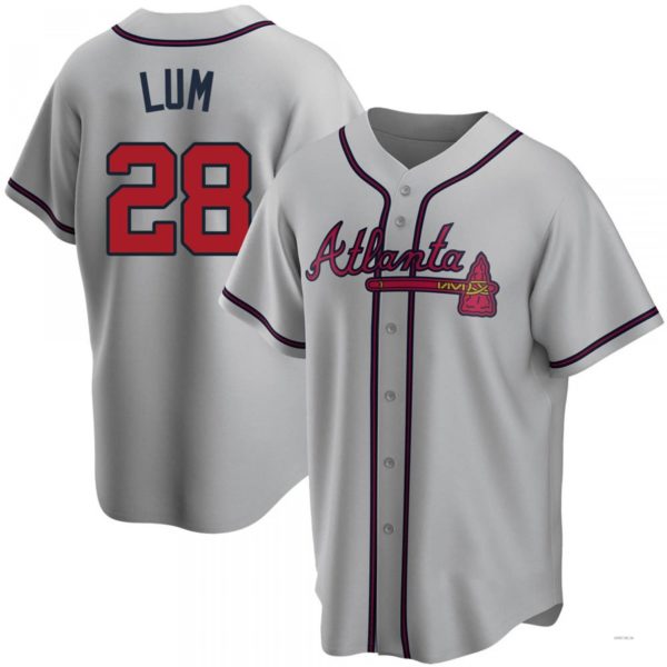 Atlanta Braves #28 Mike Lum Gray Road Jersey Stitches Baseball Jerseys baseball jersey product view 1