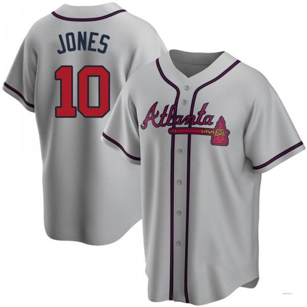 Atlanta Braves #10 Chipper Jones Gray Road Jersey Stitches Baseball Jerseys baseball jersey product view 1