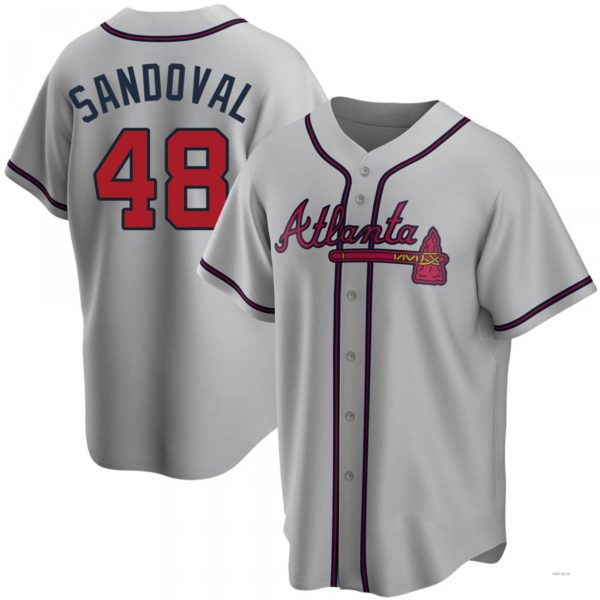 Atlanta Braves #48 Pablo Sandoval Gray Road Jersey Stitches Baseball Jerseys baseball jersey product view 1