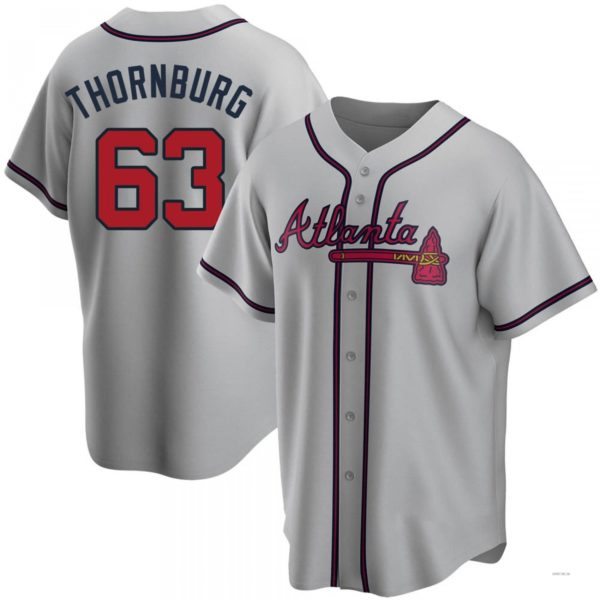 Atlanta Braves #63 Tyler Thornburg Gray Road Jersey Stitches Baseball Jerseys baseball jersey product view 1