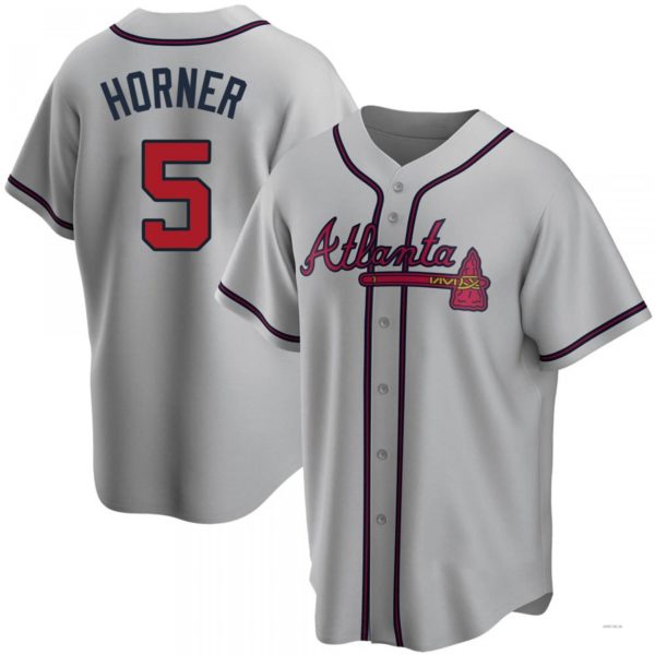 Atlanta Braves #5 Bob Horner Gray Road Jersey Stitches Baseball Jerseys baseball jersey product view 1