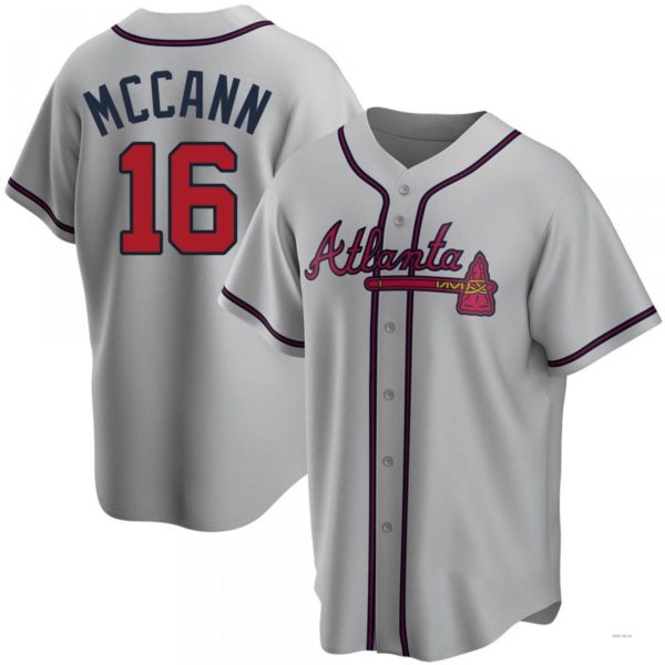 Atlanta Braves #16 Brian McCann Gray Road Jersey Stitches Baseball Jerseys baseball jersey product view 1