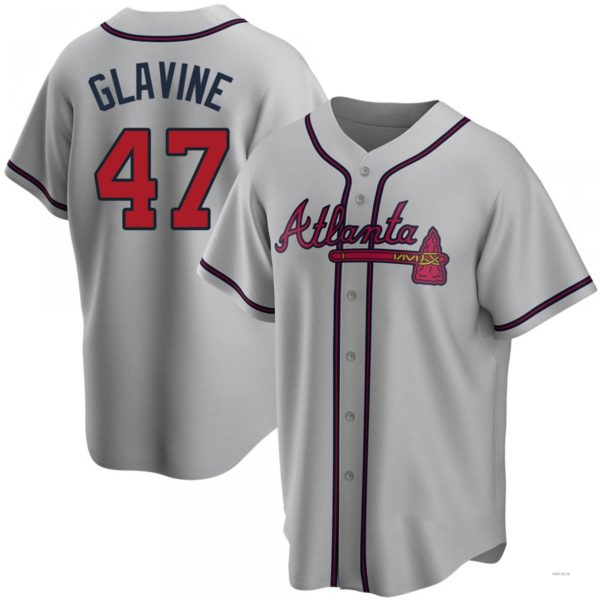 Atlanta Braves #47 Tom Glavine Gray Road Jersey Stitches Baseball Jerseys baseball jersey product view 1