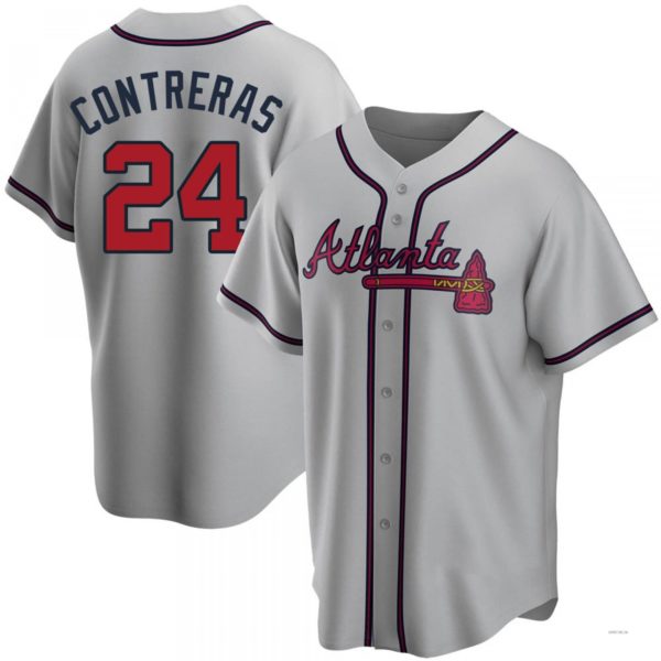 Atlanta Braves #24 William Contreras Gray Road Jersey Stitches Baseball Jerseys baseball jersey product view 1