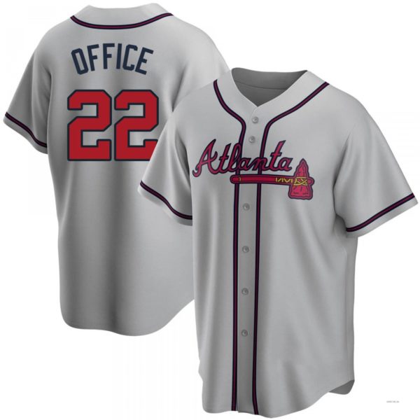Atlanta Braves #22 Rowland Office Gray Road Jersey Stitches Baseball Jerseys baseball jersey product view 1