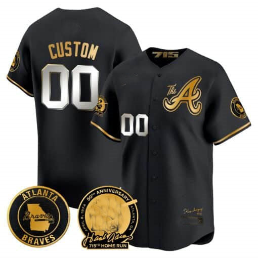 Custom Atlanta Braves Hank Aaron 715th Home Run Patch Vapor Premier Limited V2 ¨C All Stitched Baseball Jersey baseball jersey product view 1
