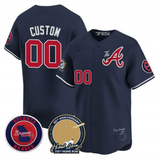 Custom Atlanta Braves Hank Aaron 715th Home Run Patch Vapor Premier Limited V2 ¨C All Stitched Baseball Jersey baseball jersey product view 2
