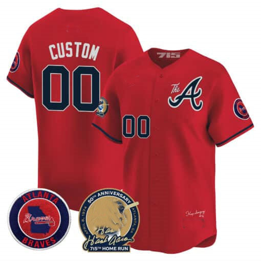 Custom Atlanta Braves Hank Aaron 715th Home Run Patch Vapor Premier Limited V2 ¨C All Stitched Baseball Jersey baseball jersey product view 1