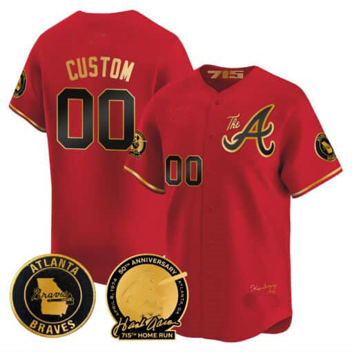 Custom Atlanta Braves Hank Aaron 715th Home Run Patch Vapor Premier Limited V2 ¨C All Stitched Baseball Jersey baseball jersey product view 3