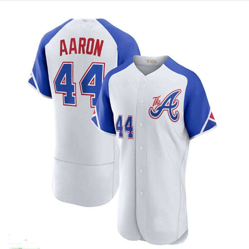 Atlanta Braves #44 Hank Aaron White 2023 City Connect Authentic Player Jersey Stitches Baseball Jerseys baseball jersey product view 1
