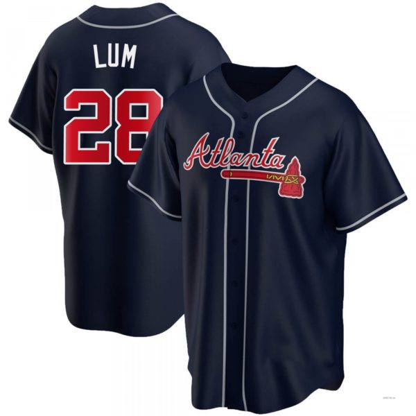 Atlanta Braves #28 Mike Lum Navy Alternate Jersey Stitches Baseball Jerseys baseball jersey product view 1