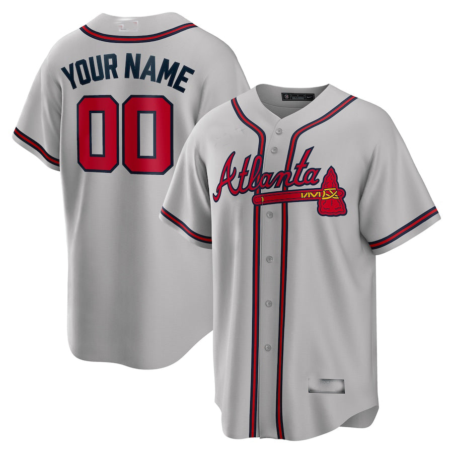 Custom Atlanta Braves Gray Road Replica Jersey Baseball Jersey baseball jersey product view 1