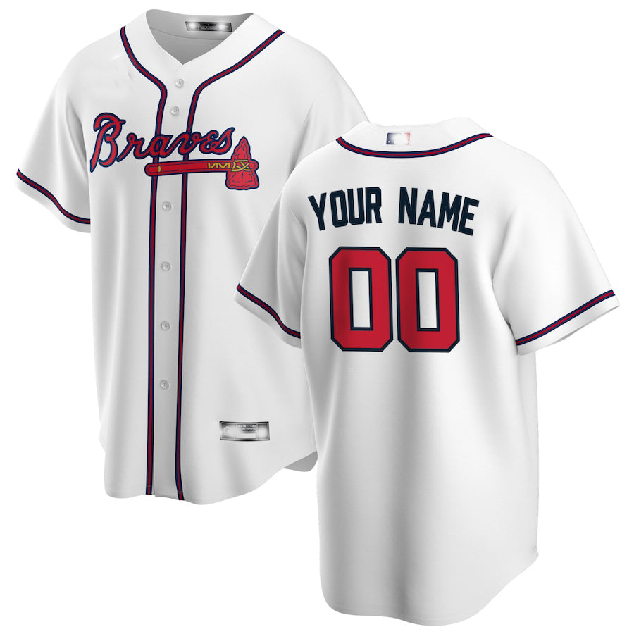 Custom Atlanta Braves White Home Replica Custom Jersey Stitched Jersey Baseball Jersey baseball jersey product view 1