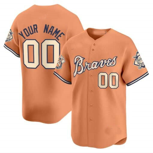 Custom Atlanta Braves Peaches n¡¯ Cream Vapor Premier Limited ¨C All Stitched Baseball Jersey baseball jersey product view 1