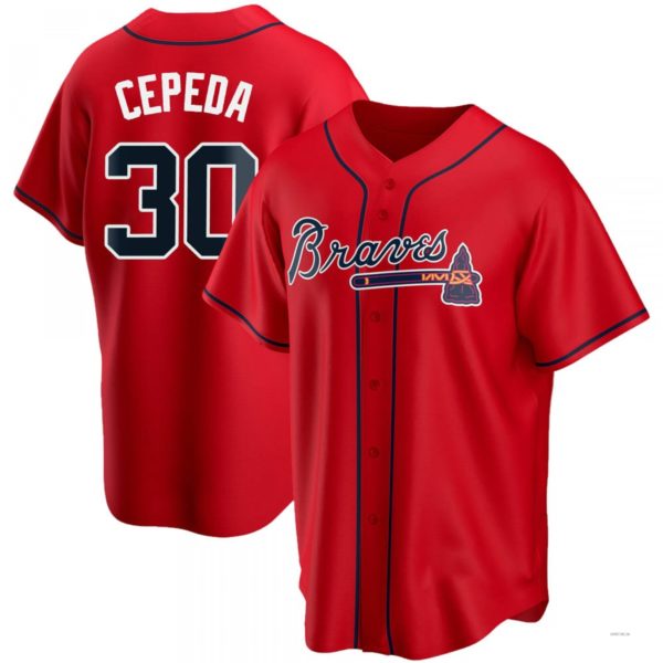 Atlanta Braves #30 Orlando Cepeda Red Alternate Jersey Stitches Baseball Jerseys baseball jersey product view 1