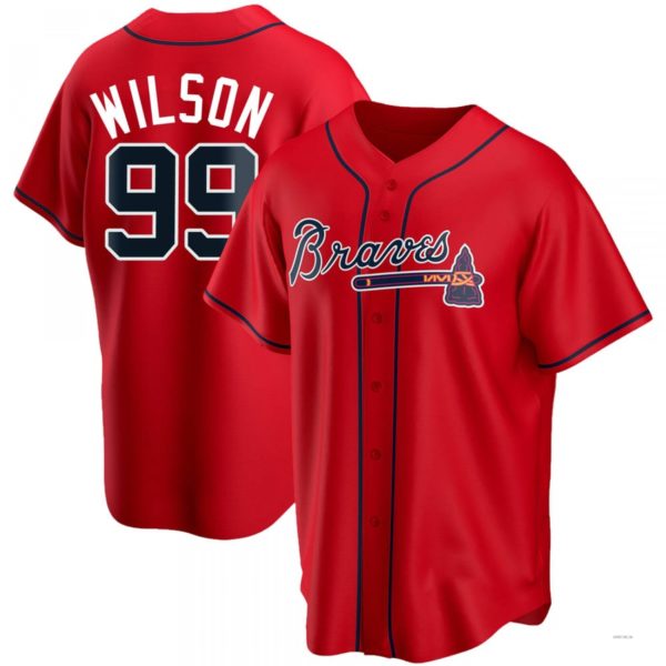 Atlanta Braves #99 Brooks Wilson Red Alternate Jersey Stitches Baseball Jerseys baseball jersey product view 1