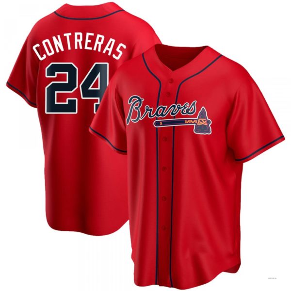 Atlanta Braves #24 William Contreras Red Alternate Jersey Stitches Baseball Jerseys baseball jersey product view 1