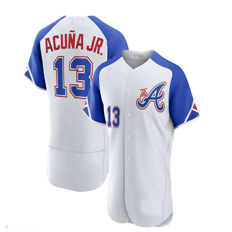 Atlanta Braves #13 Ronald Acu?a Jr. White 2023 City Connect Authentic Player Jersey Stitches Baseball Jerseys baseball jersey product view 1