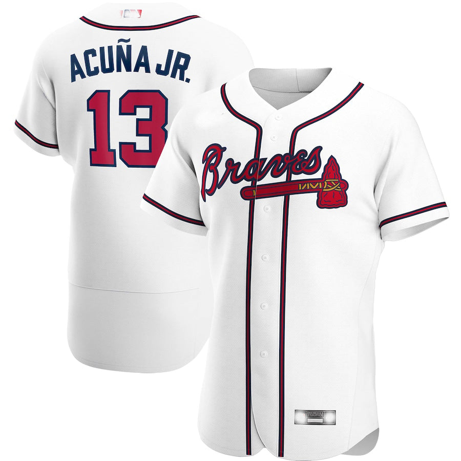 Atlanta Braves #13 Ronald Acuna Jr. White Home Authentic Player Jersey Stitches Baseball Jerseys baseball jersey product view 1