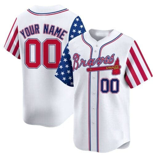Custom Atlanta Braves White 2024 Independence Day Vapor Premier Limited ¨C All Stitched Baseball Jersey baseball jersey product view 1