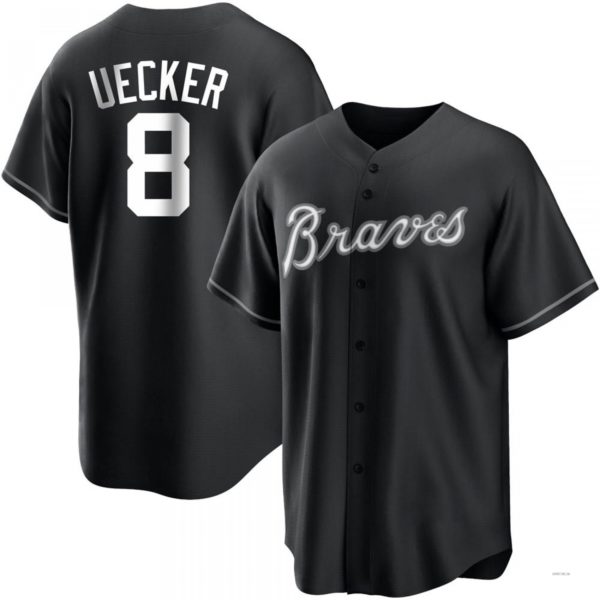 Atlanta Braves #8 Bob Uecker White Black Jersey Stitches Baseball Jerseys baseball jersey product view 1