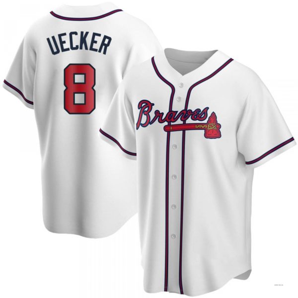 Atlanta Braves #8 Bob Uecker White Home Jersey Stitches Baseball Jerseys baseball jersey product view 1
