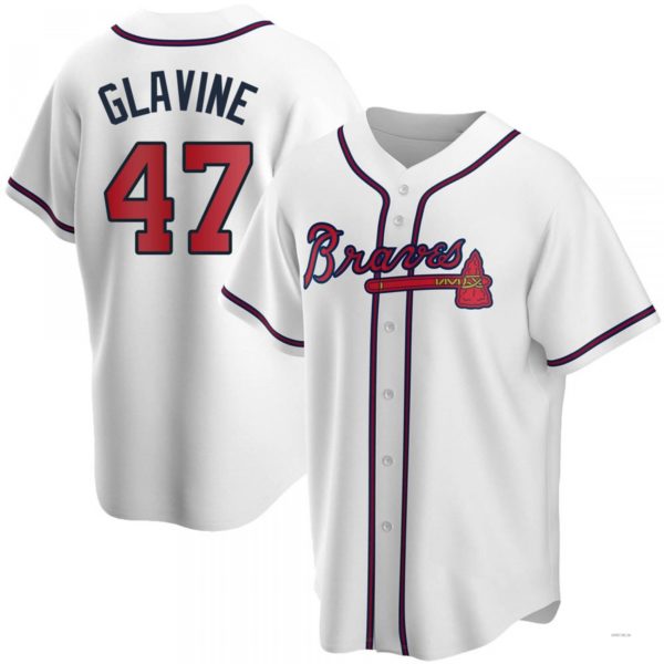 Atlanta Braves #47 Tom Glavine White Home Jersey Stitches Baseball Jerseys baseball jersey product view 1