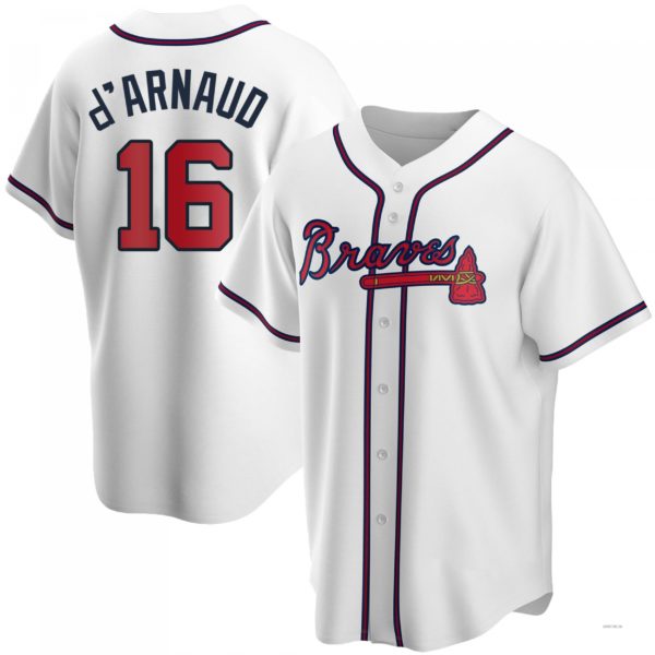 Atlanta Braves #16 Travis d¡¯Arnaud White Home Jersey Stitches Baseball Jerseys baseball jersey product view 1