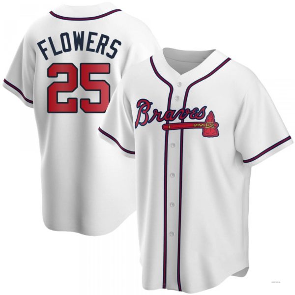 Atlanta Braves #25 Tyler Flowers White Home Jersey Stitches Baseball Jerseys baseball jersey product view 1