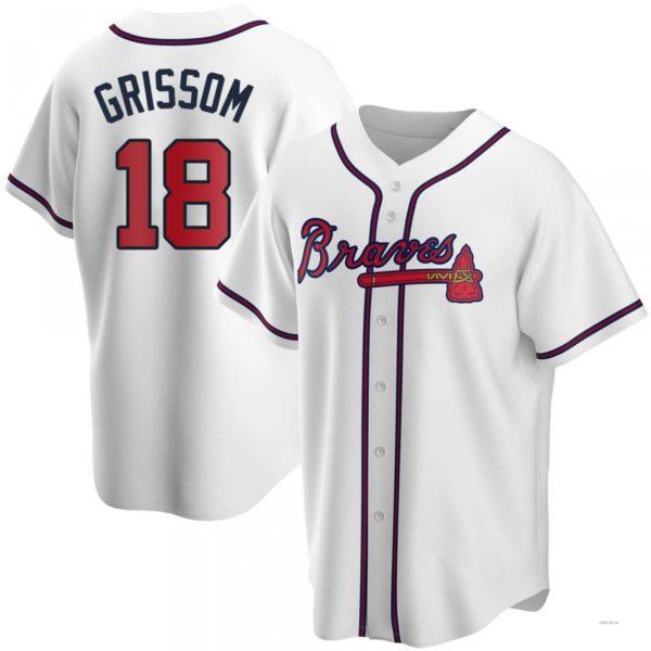 Atlanta Braves #18 Vaughn Grissom White Home Jersey Stitches Baseball Jerseys baseball jersey product view 1