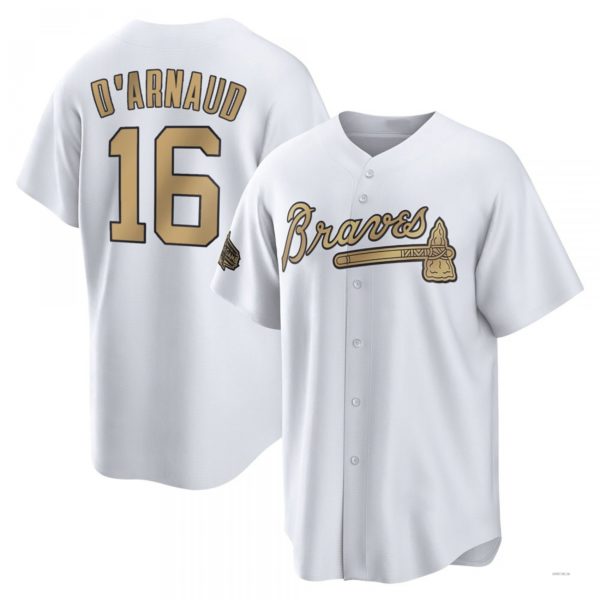 Atlanta Braves #16 Travis d¡¯Arnaud White Replica 2022 All-Star Jersey Stitches Baseball Jerseys baseball jersey product view 1