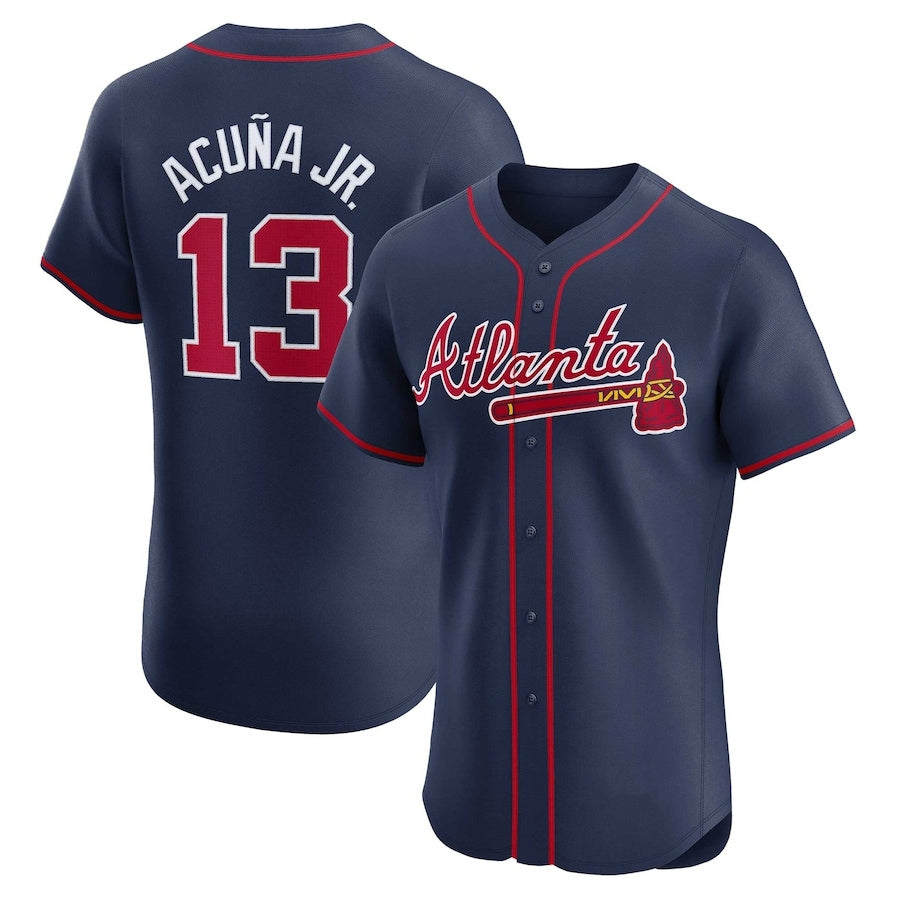 Atlanta Braves #13 Ronald Acu?a Jr. Alternate Elite Player Jersey - Navy Baseball Jerseys baseball jersey product view 1