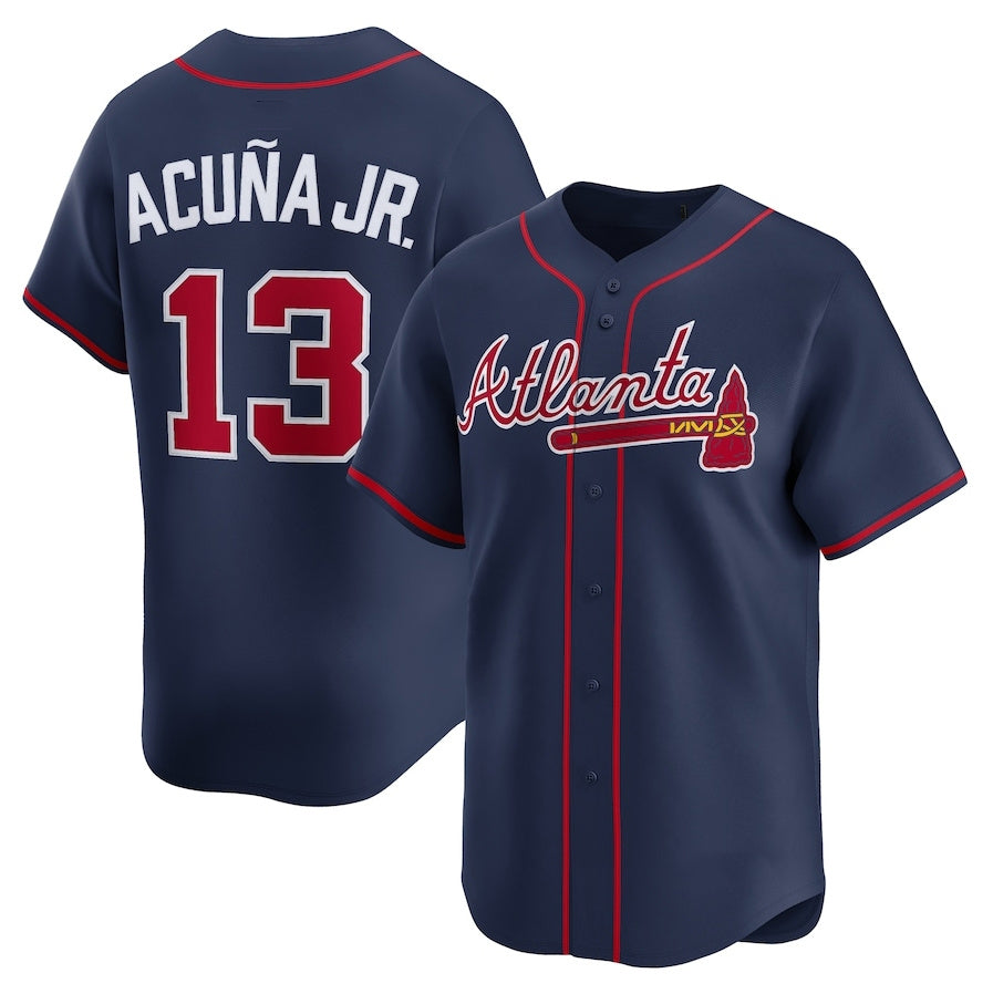 Atlanta Braves #13 Ronald Acu?a Jr. Alternate Limited Jersey - Navy Baseball Jerseys baseball jersey product view 1