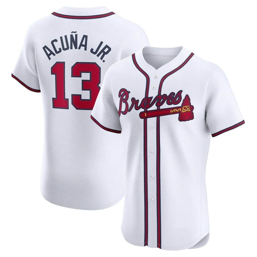 Atlanta Braves #13 Ronald Acu?a Jr. Home Elite Jersey - White Baseball Jerseys baseball jersey product view 1