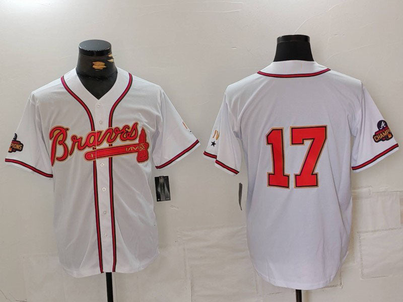 Atlanta Braves #17 Andy Messersmith White Gold World Series Champions Cool Base Stitched Baseball Jerseys baseball jersey product view 1