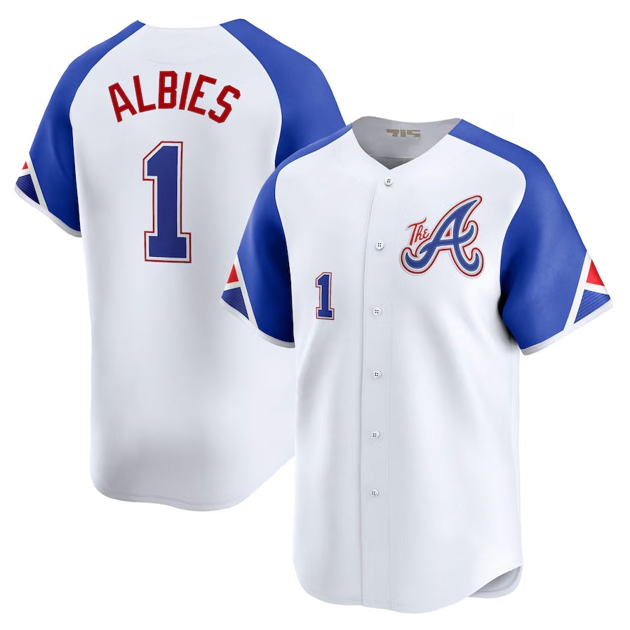 Atlanta Braves #1 Ozzie Albies City Connect Limited Jersey - White Baseball Jerseys baseball jersey product view 1