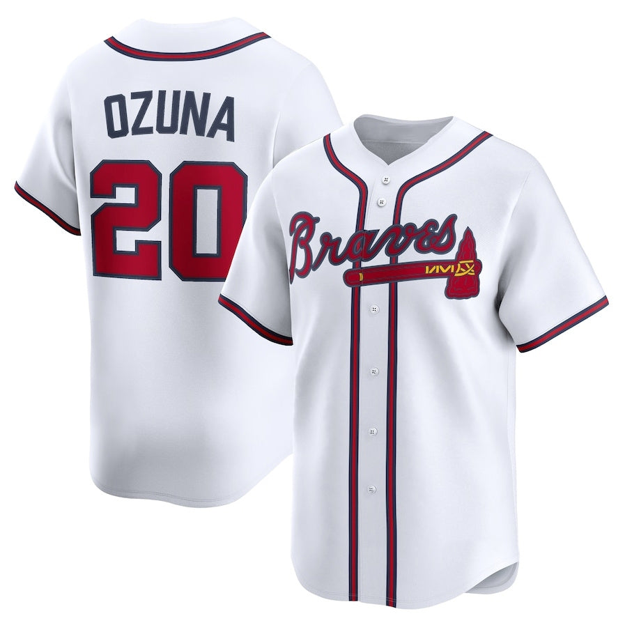 Atlanta Braves #20 Marcell Ozuna Home Limited Player Jersey - White Baseball Jerseys baseball jersey product view 1