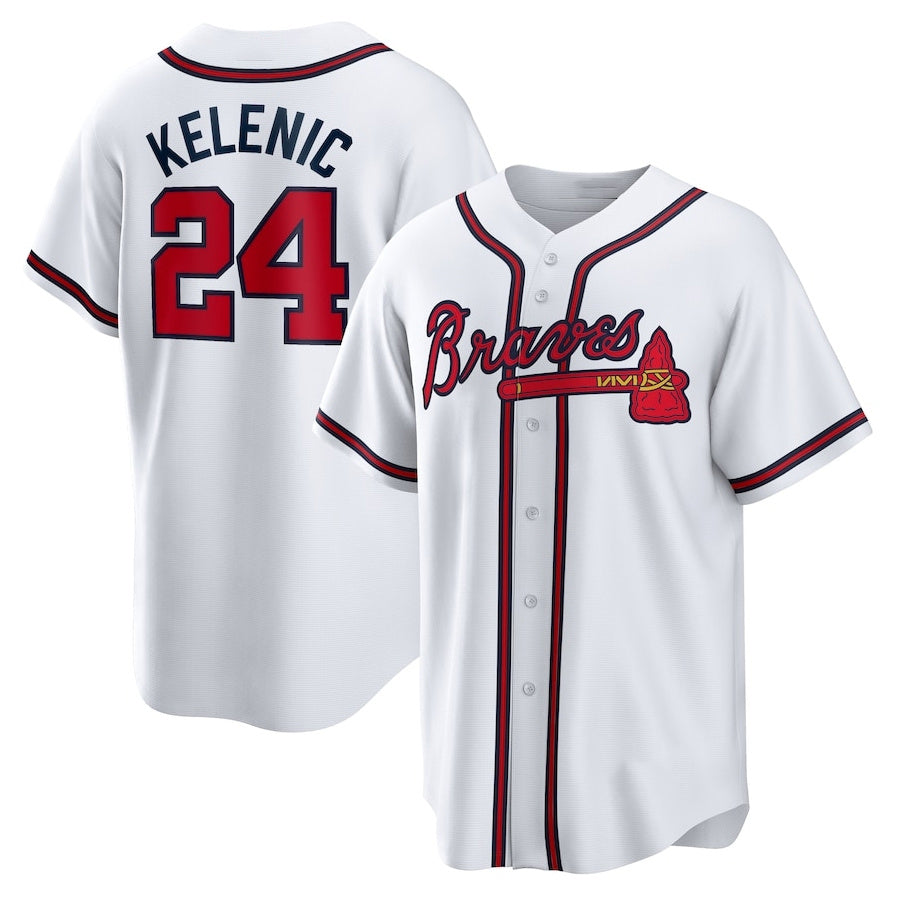 Atlanta Braves #24 Jarred Kelenic Home Replica Jersey - White Baseball Jerseys baseball jersey product view 1