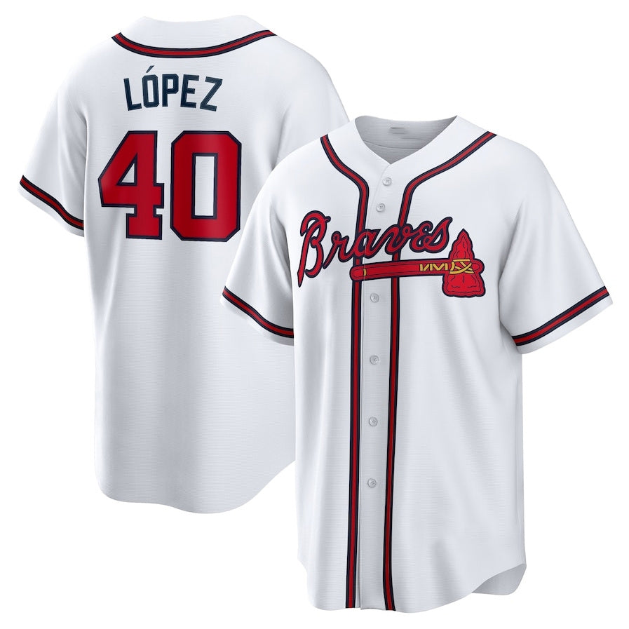 Atlanta Braves #40 Reynaldo Lopez Home Replica Jersey - White Baseball Jerseys baseball jersey product view 1
