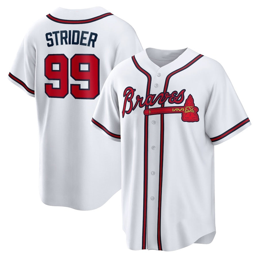 Atlanta Braves #99 Spencer Strider Replica Player Jersey - White Baseball Jerseys baseball jersey product view 1
